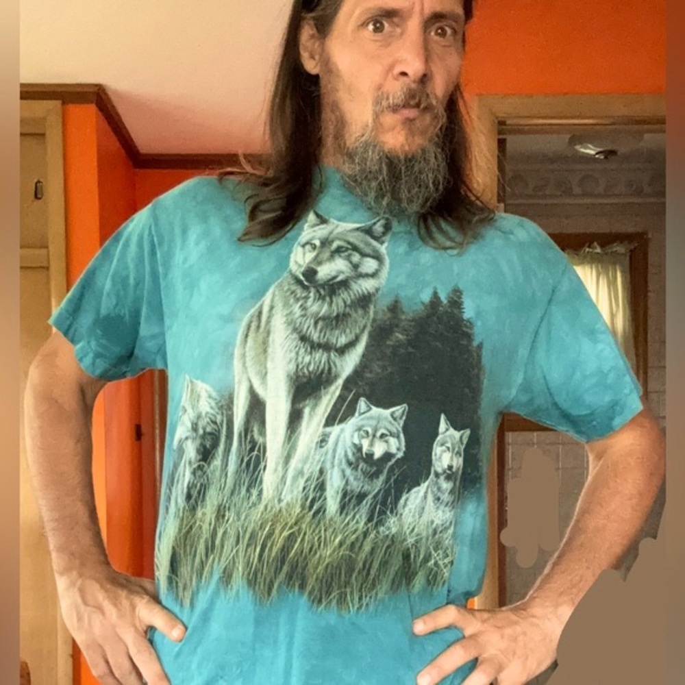 The Mountain - Wolves T-Shirt (Size L)  Vintage